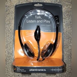 NIB Plantronics Black Stereo Headset